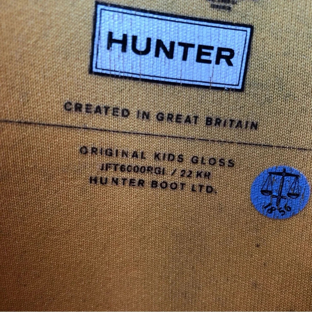 Hunter Original Kids Gloss Boots Size 5 Yellow Tall Pull On Chore Farm Work Rain